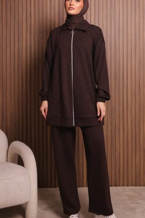 Önü Fermuarlı Taşlı Modal Oysho Takım 7114