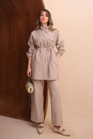 Fermuarlı Belden Bağlamalı Zara Cupra Takım 2718