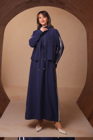 Şeritli İkili Modal Elbise 2631