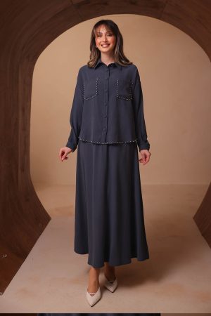 İncili Diagonel Etekli Takım 2655