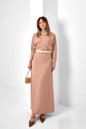 Çift Taraflı Krep Elbise 2689