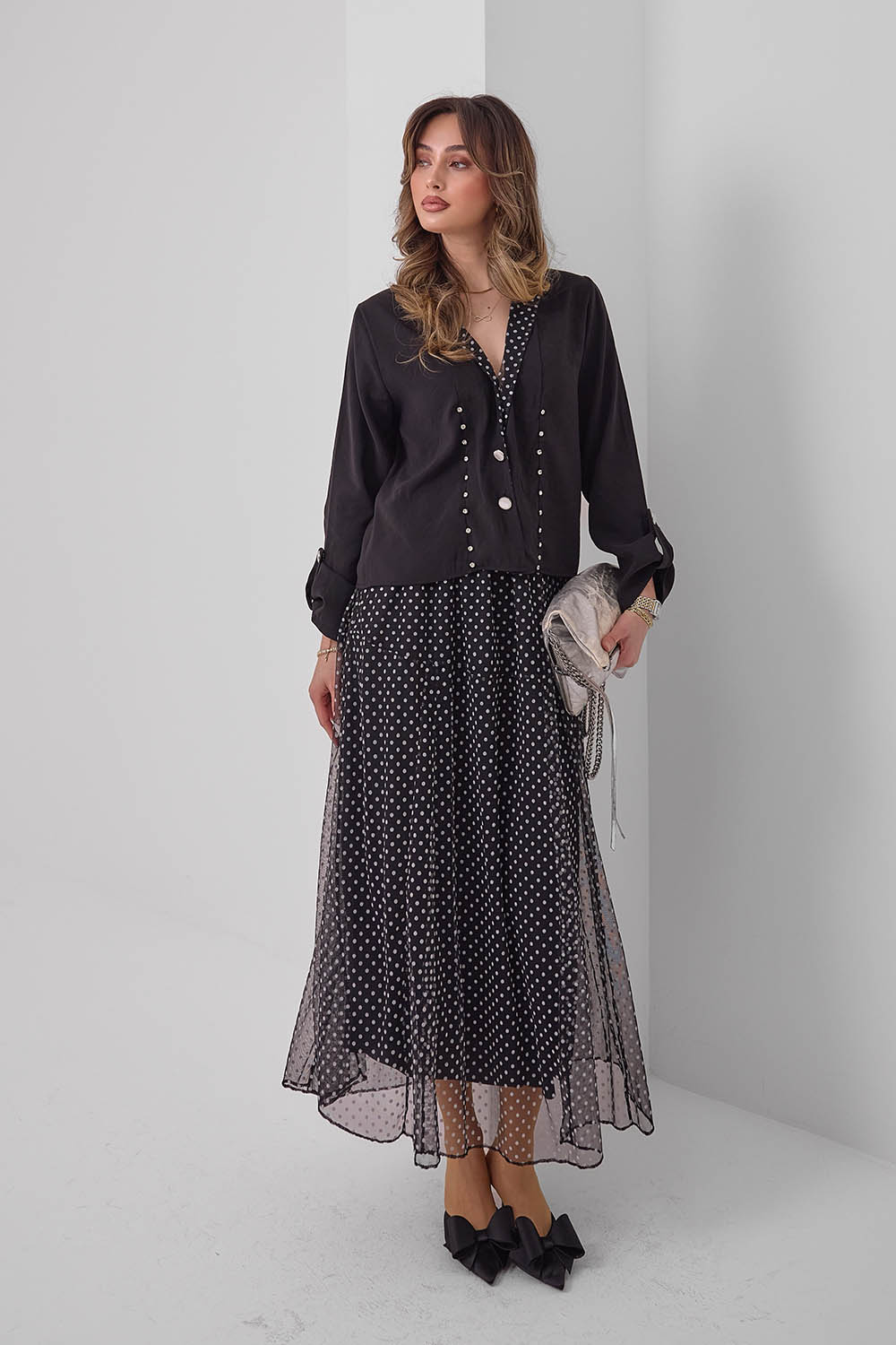 Tül Puantiye Modal Takım 8108