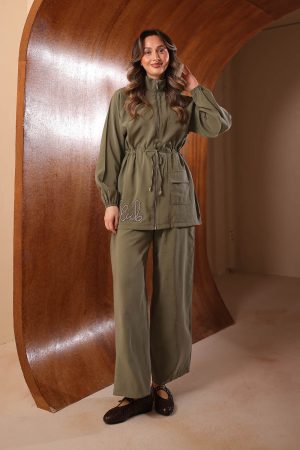 Taş Detaylı Beli Büzgülü Modal Takım 2672